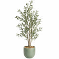 Albero artificiale di olivo 180 cm in plastica verde con vaso decorativo per interni