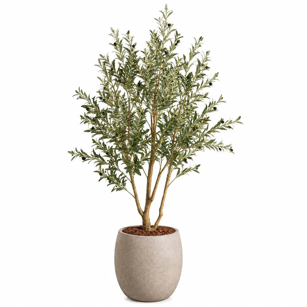 Albero artificiale di olivo 180 cm con vaso grigio per interni