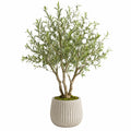 Albero artificiale di ulivo 180 cm con vaso in cemento grigio per interni stile naturale