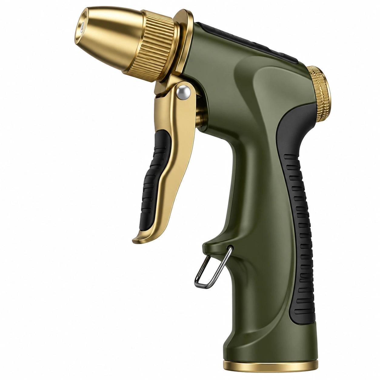 Pistola a spruzzo per irrigazione 20 cm in plastica verde e metallo dorato con impugnatura antiscivolo