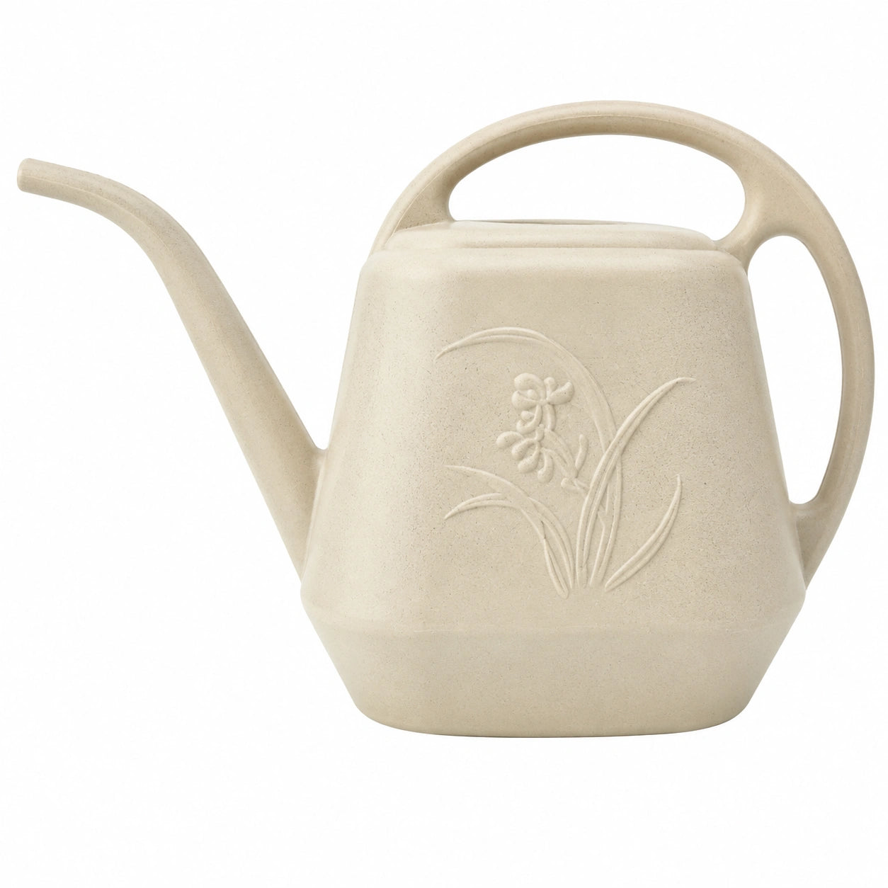 Annaffiatoio da giardino 5 L in plastica beige con beccuccio lungo e manico ergonomico