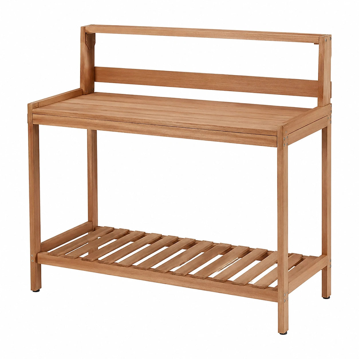 Tavolo da giardinaggio 120 x 50 x 120 cm in legno marrone con ripiano inferiore per rinvaso