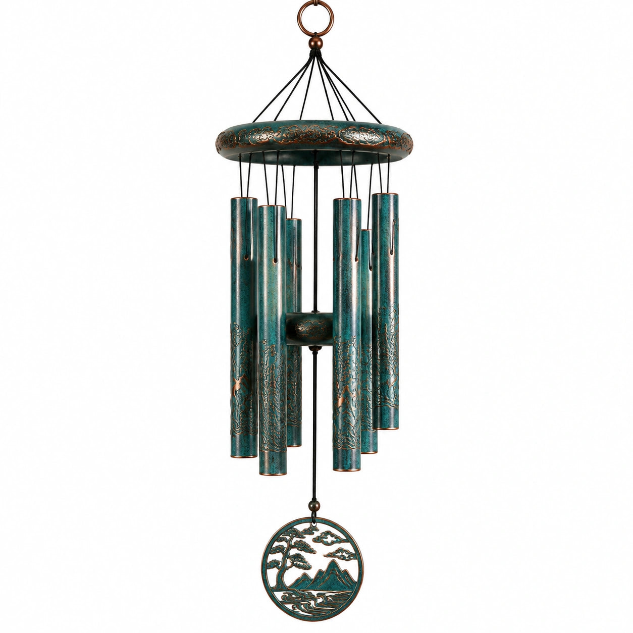 Campanella a vento in metallo turchese 85 cm - decorazione sospesa da esterno
