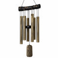 Campanella a vento 80 cm in metallo e bambù nero oro per giardino e balcone
