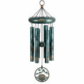 Campana a vento in metallo 85 cm verde petrolio e bronzo - 6 tubi decorativi per esterni
