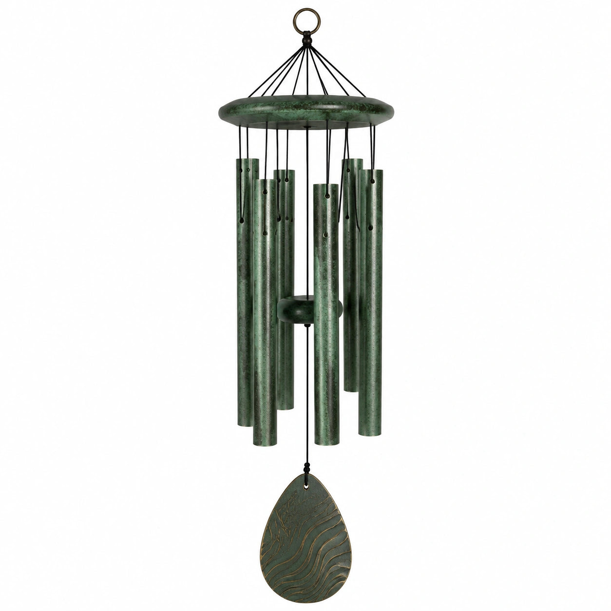 Campanella a vento 80 cm in metallo verde per giardino - decorazione sospesa