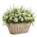 Pianta artificiale in vaso 60 x 35 x 65 cm bianco verde con margherite decorativa
