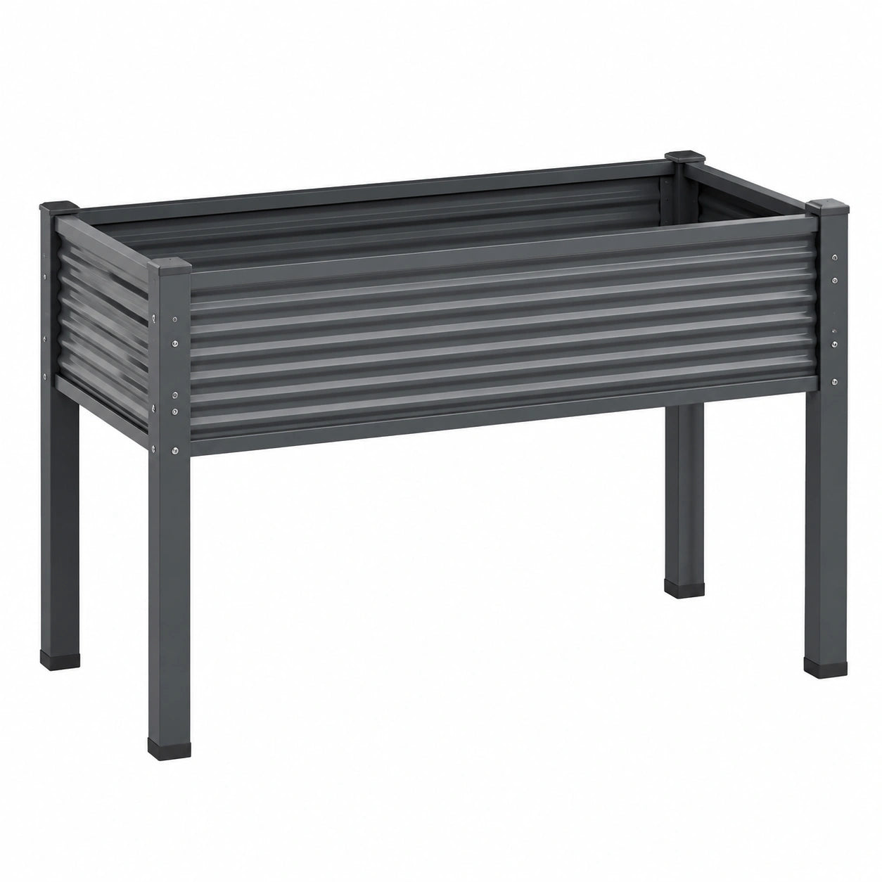 Fioriera rialzata 120 x 60 x 80 cm in acciaio grigio antracite per esterni