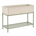 Fioriera rialzata 100 x 40 x 80 cm in plastica e acciaio beige/verde con ripiano