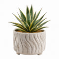 Pianta artificiale di agave 60 cm in plastica verde con vaso in cemento beige - decorazione da interno