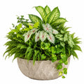 Pianta artificiale mista 75 cm in plastica verde con vaso effetto pietra decorativo
