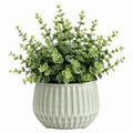 Pianta artificiale in vaso 38 cm verde in plastica con vaso in ceramica decorativa