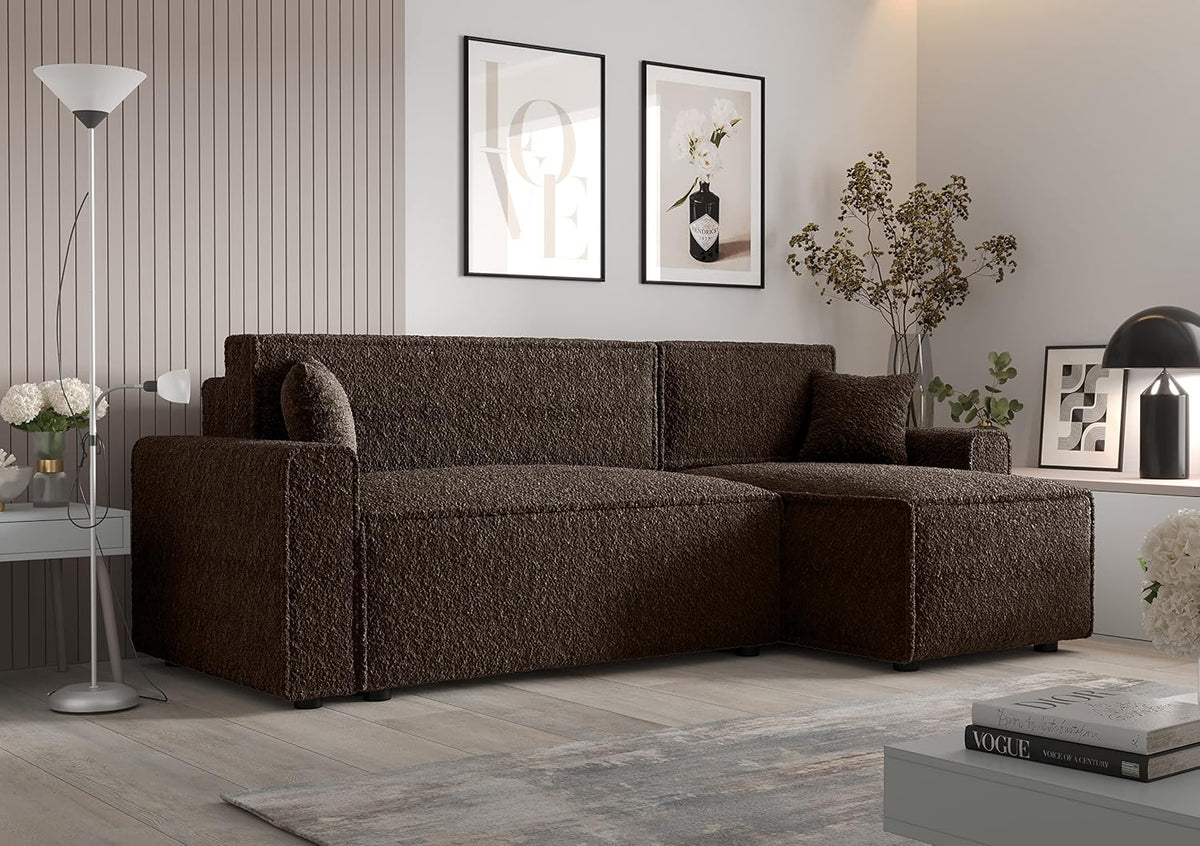 Sofa narożna, 3E 3xE living.com, 252 cm, Brązowy, 2-osobowa, funkcja spania