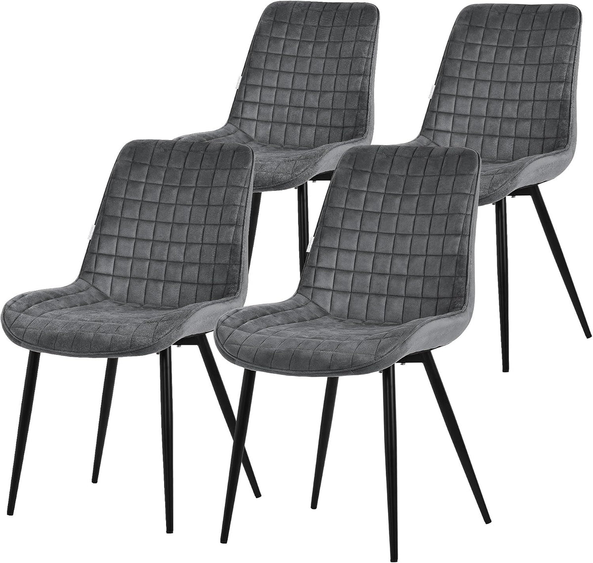 Krzesło do jadalni, ML DESIGN modern living, 60 x 52 x 89 cm, Antracytowy/Czarny, aksamit