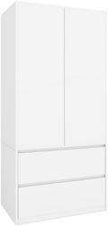 Szafa do sypialni, SerwisBox, 90 cm, Biały, 2 szuflad