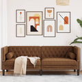 Sofa, Keeushr, 194 x 74,5 x 70,5 cm, Brązowy, lite drewno, 3-osobowa