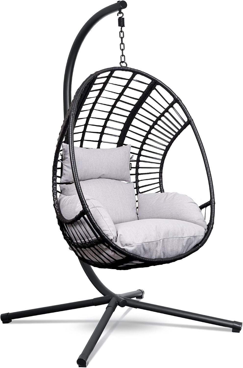 Fotel, Swoods, 150 kg, 90x115x75 cm, Szary, polirattan, odporność na warunki atmosferyczne