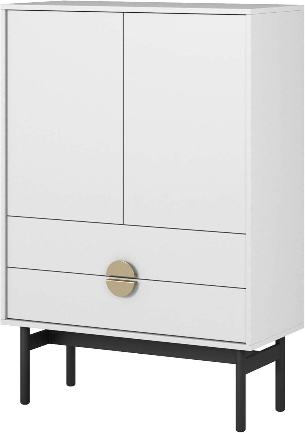 Komoda, Selsey, 85 cm, Biały, stal malowana proszkowo, 2 szuflad