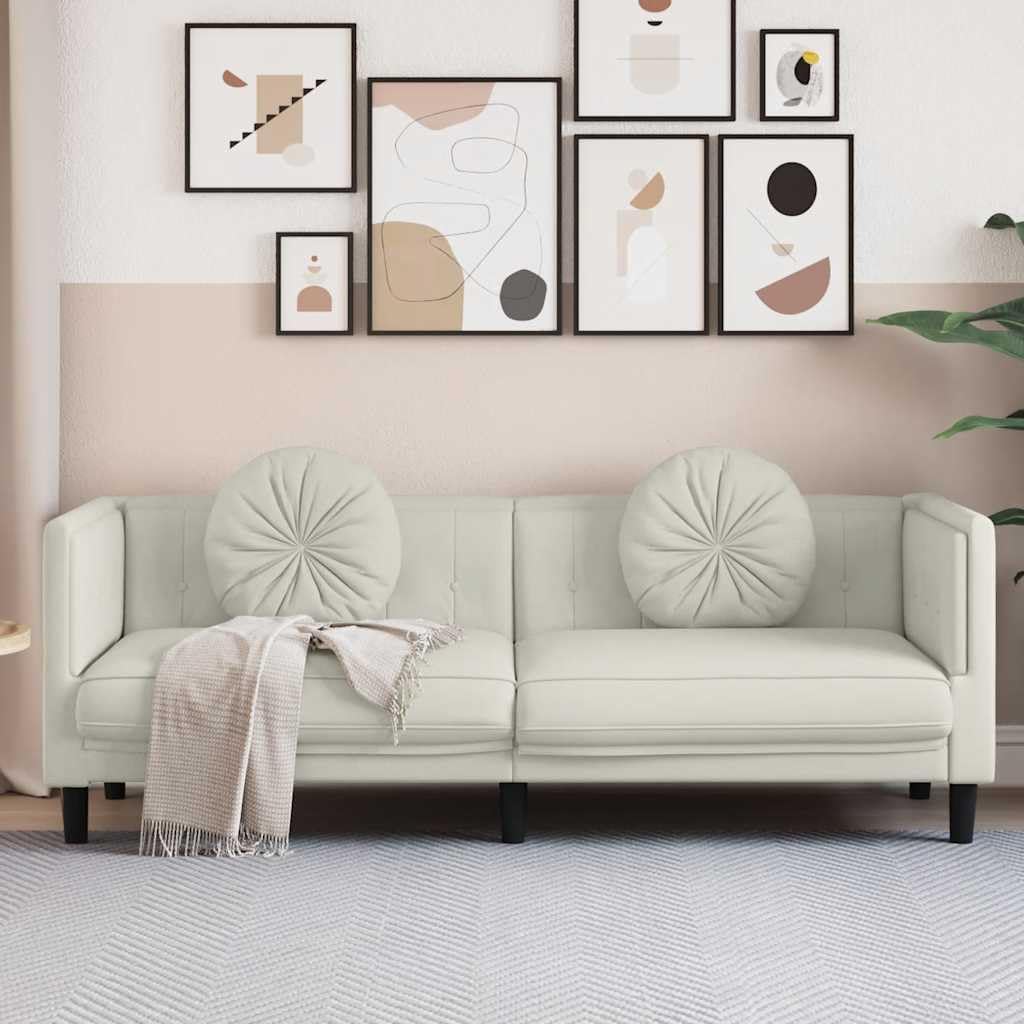 Fotel, FWIKDUN, 193,5 x 77 x 70 cm, Beżowy, lite drewno, 3-osobowy