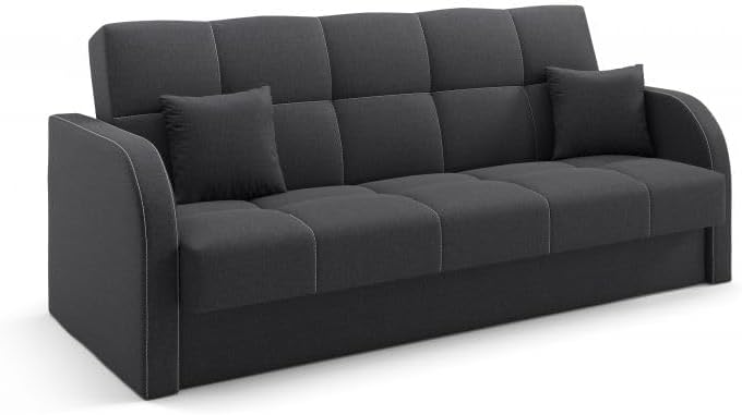 LIKMA, Sofa, 214x93x85 cm, Czarny, funkcja spania