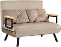Sofa, HOMCOM, 183 x 98,5 cm, 4 W, Brązowy, 2-osobowa, funkcja spania, regulowane oparcie, składana konstrukcja