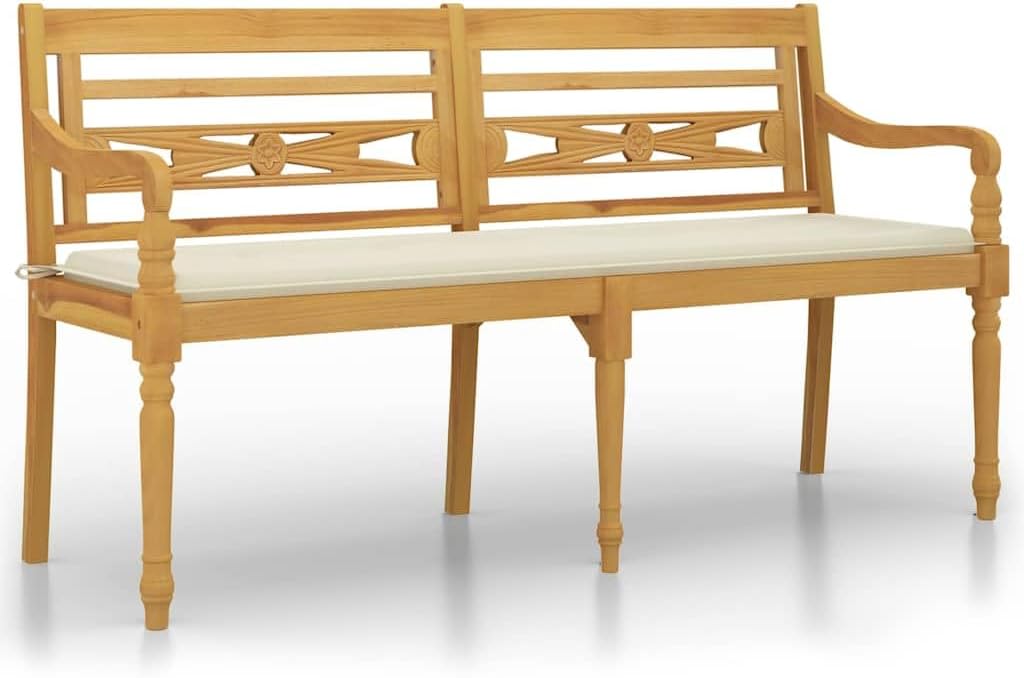 Ławka, HGBNMER, 150 cm, Beżowy, lite drewno, odporność na warunki atmosferyczne