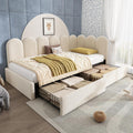 Sofa, Zravenna, 90 x 200 cm, Beżowy, aksamit, 2 szuflad