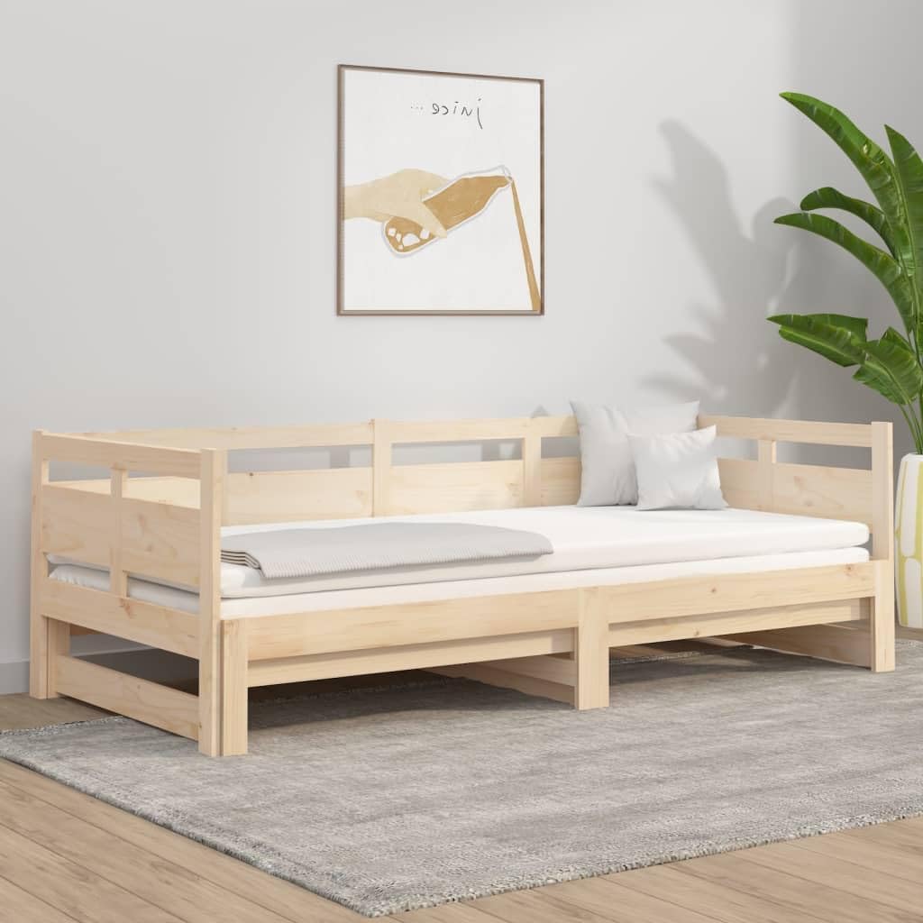Sofa, Tonture, 90 x 190 cm, Szary/Beżowy, lite drewno, składana konstrukcja