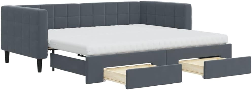 vidaXL, Sofa, 90 x 190 cm, 2 W, Szary, lite drewno, funkcja spania, 2 w 1