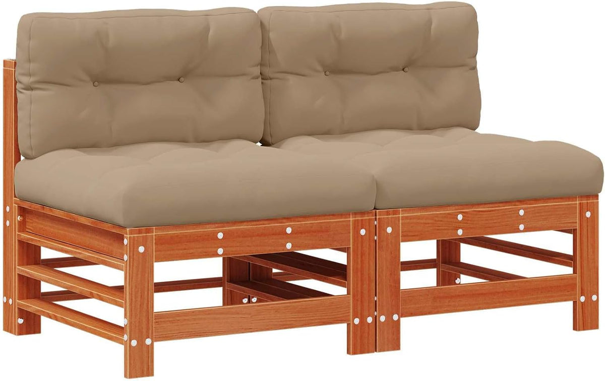 Sofa narożna, vidaXL, 57 x 63,5 x 60 cm, Brązowy/Pomarańczowy, lite drewno, modułowa konstrukcja