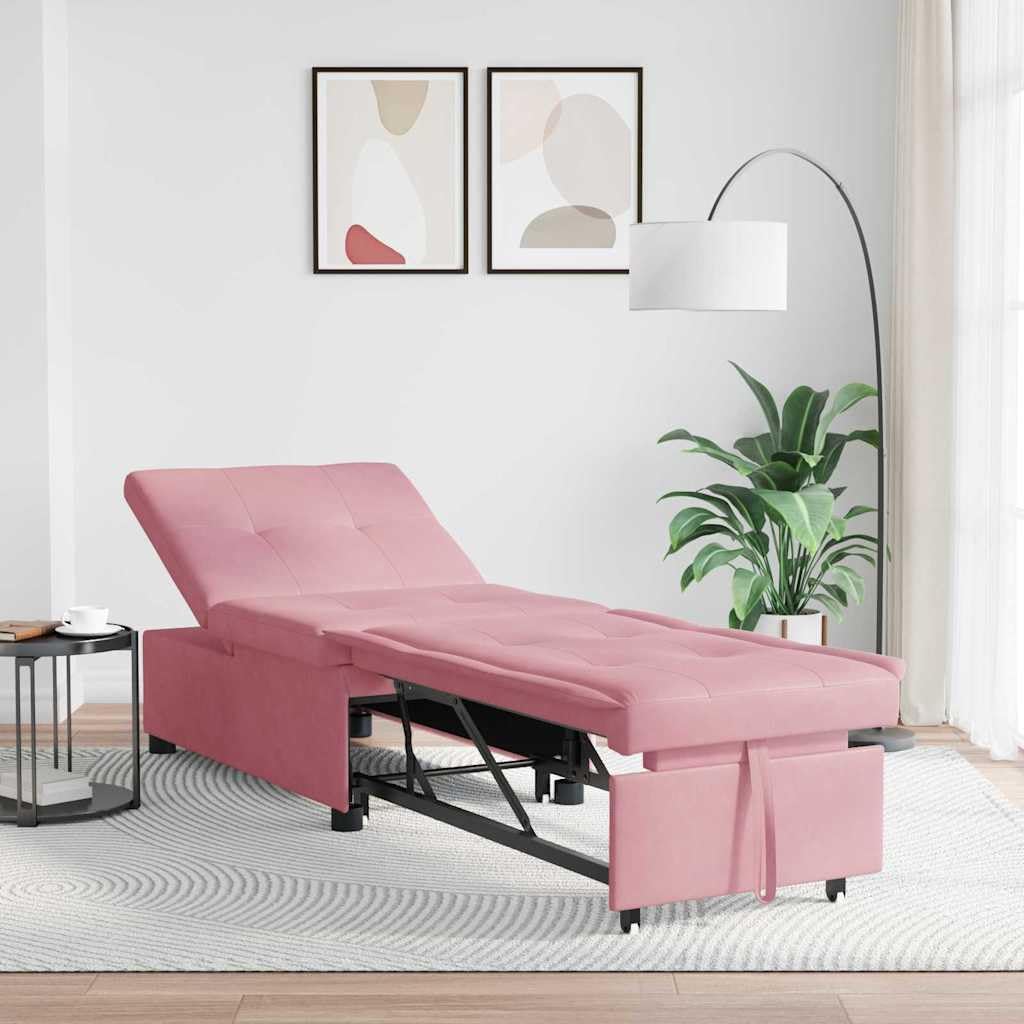 Sofa, Keeushr, 194 x 67 x 82 cm, Różowy, aksamit, funkcja spania