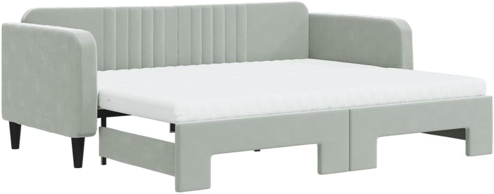 Sofa, vidaXL, 90x200 cm, 2 W, Szary, lite drewno, 2 w 1