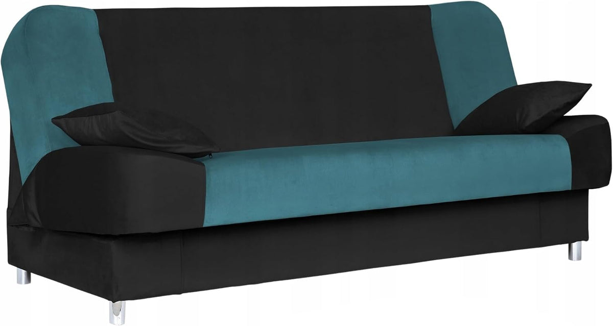 Family Meble, Sofa, 200 cm, Czarny/Niebieski, funkcja spania, składana konstrukcja, modułowa konstrukcja