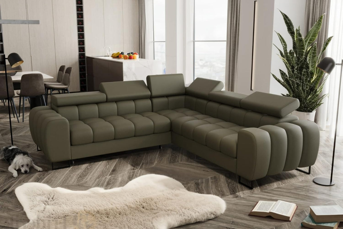 Sofa narożna, L-2, Friderik, 260 x 260 cm, Zielony, funkcja spania