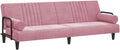 Sofa rozkładana, pokgdf, 205 x 89 x 70 cm, Różowy, aksamit, regulowane oparcie