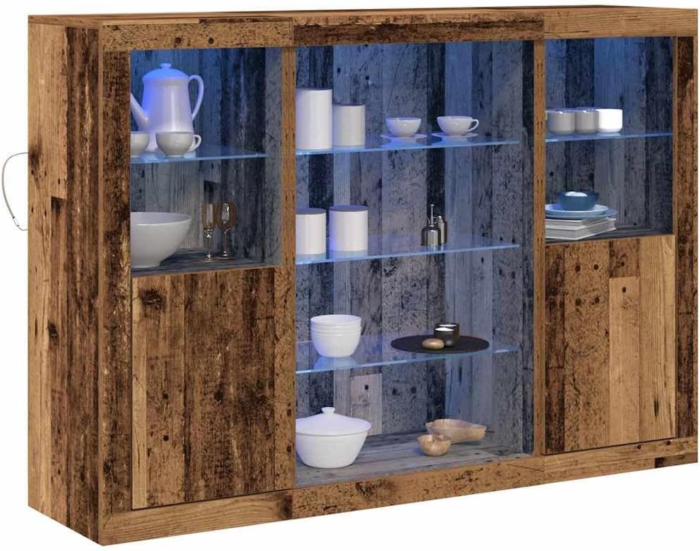 Komoda, vidaXL, 142,5 x 37 x 100 cm, Brązowy/Niebieski, składana konstrukcja, oświetlenie LED