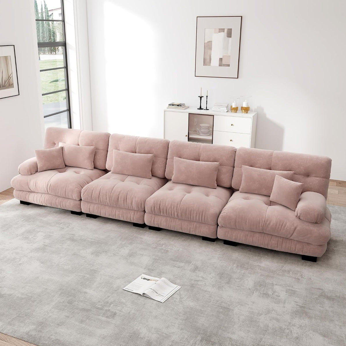 Sofa, TOBIDOEN, Różowy, 4-osobowa, modułowa konstrukcja