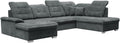 Sofa narożna, DomiMeble, 347 x 230 x 108 cm, Czarny/Szary, funkcja spania