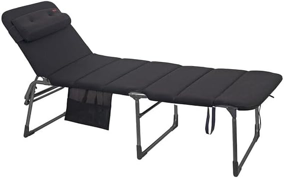 Leżak, AP-363/80, Crespo, 105,5 x 198 x 71,5 cm, 7,72 kg, Czarny, aluminium, miejsce do przechowywania, regulowane oparcie, składana konstrukcja