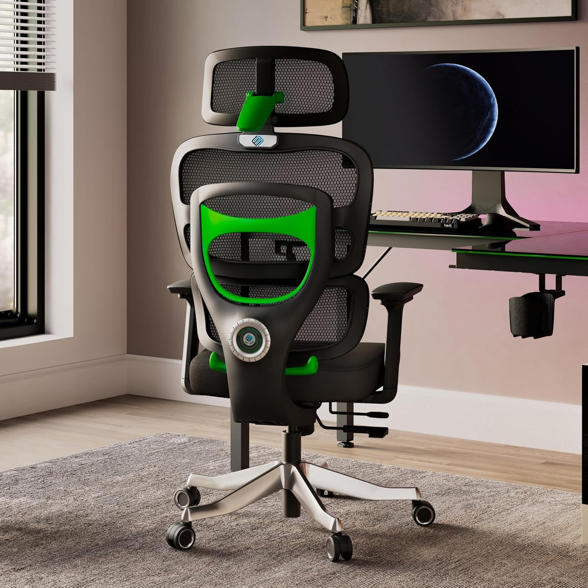 Krzesło biurowe, EUREKA ERGONOMIC, Czarny, regulowane podłokietniki