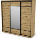 e-Meblast, Szafa do sypialni, 220 x 220 x 64 cm, Czarny/Brązowy, metal