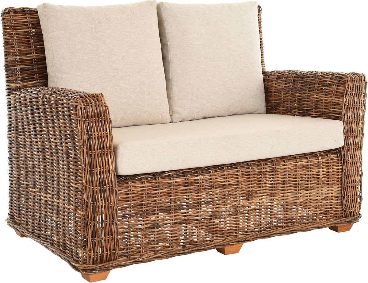 Sofa, Krines Home, 131 cm, Brązowy, polirattan, 2-osobowa, składana konstrukcja
