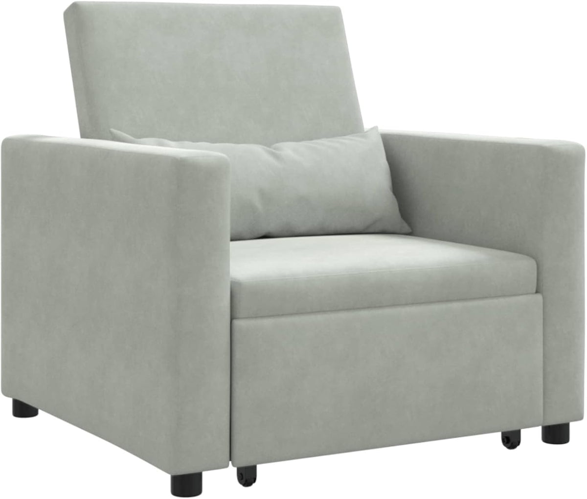 PHGTYUK, Sofa, 90 x 165 x 87 cm, 3 W, Szary, aksamit, funkcja spania, regulowane oparcie, 3 w 1