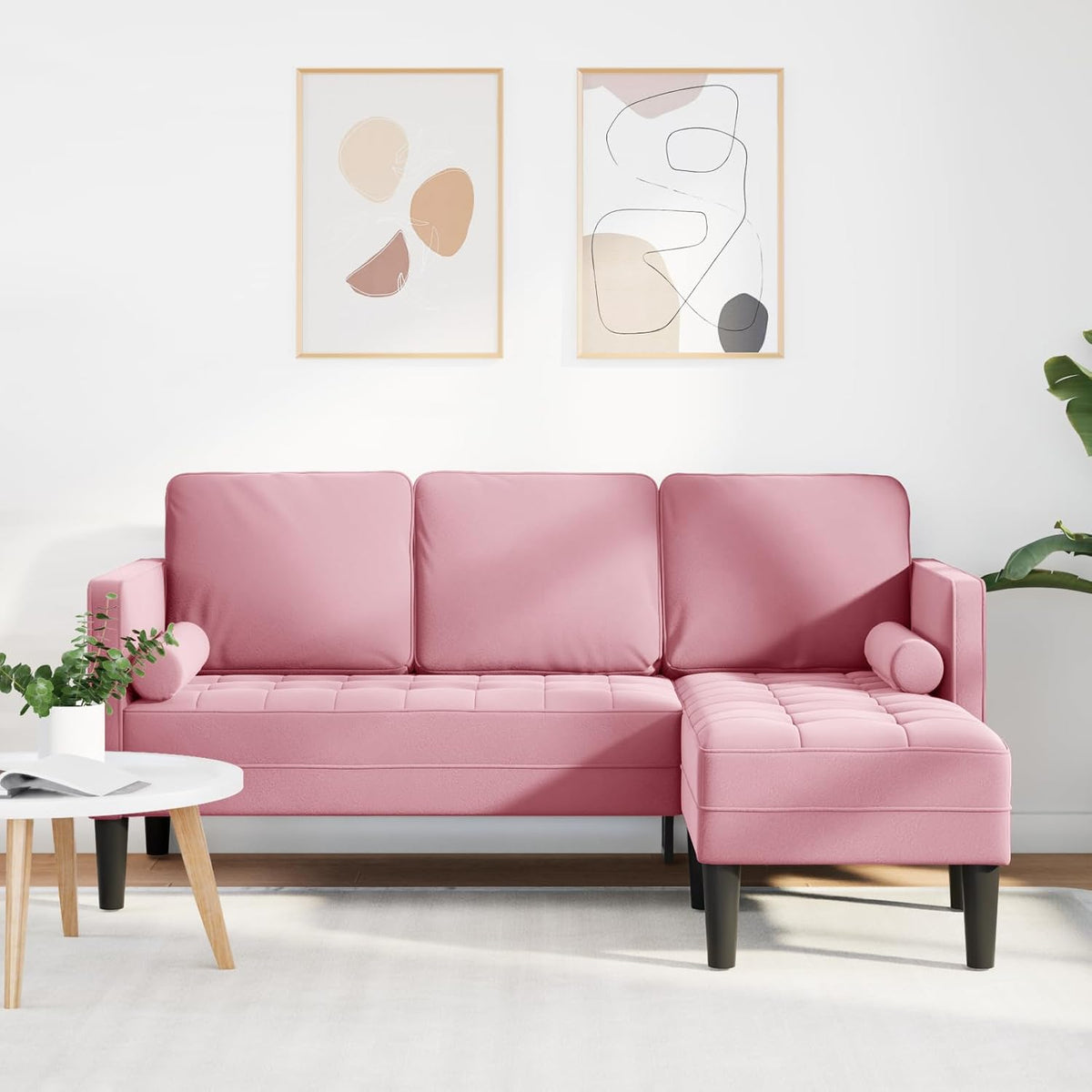 Sofa narożna, RMIHSJG, 160 cm, Różowy, 3-osobowa