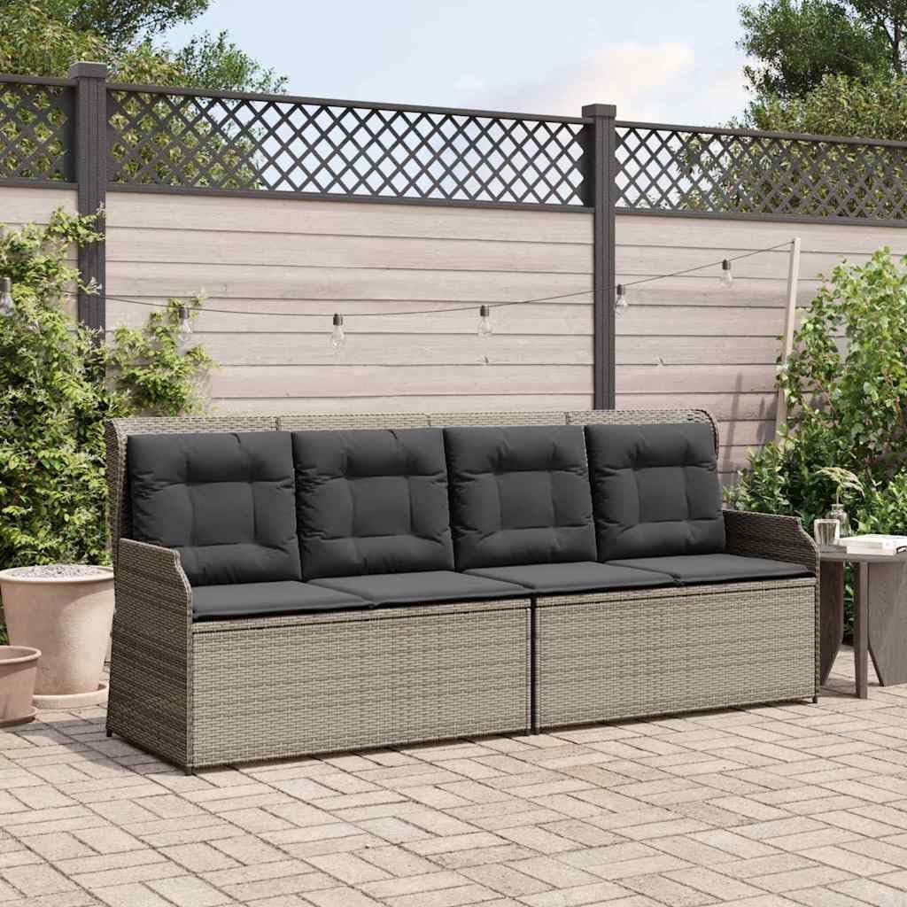 Sofa, Tonture, 108 cm, Szary, polirattan, 2-osobowa, regulowane oparcie, odporność na warunki atmosferyczne, ochrona UV