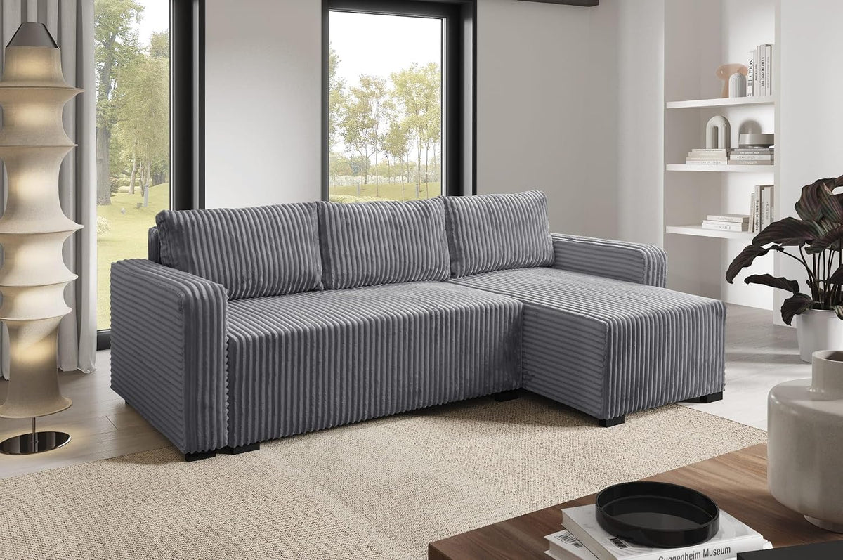 Sofa, LIKMA, 200x140 cm, Antracytowy, sztruks, funkcja spania