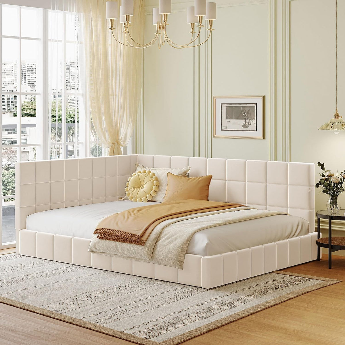 Sofa, HAINEW, 140 x 200 cm, Beżowy, MDF