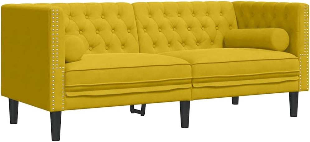 Sofa, vidaXL, 174 x 74,5 x 70,5 cm, Żółty, lite drewno