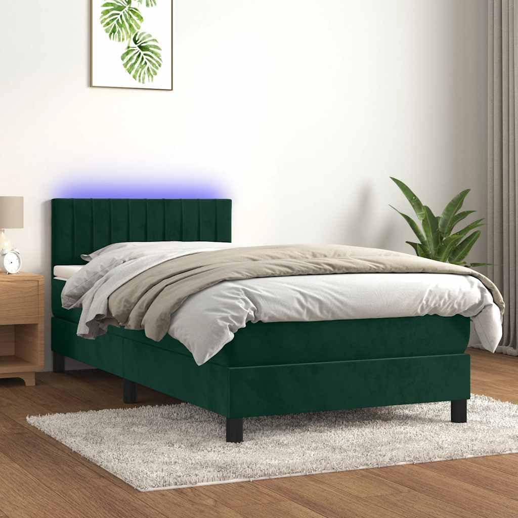 Łóżko kontynentalne, RMIHSJG, 90 x 200 cm, 5 V, Zielony, lite drewno, oświetlenie LED, USB