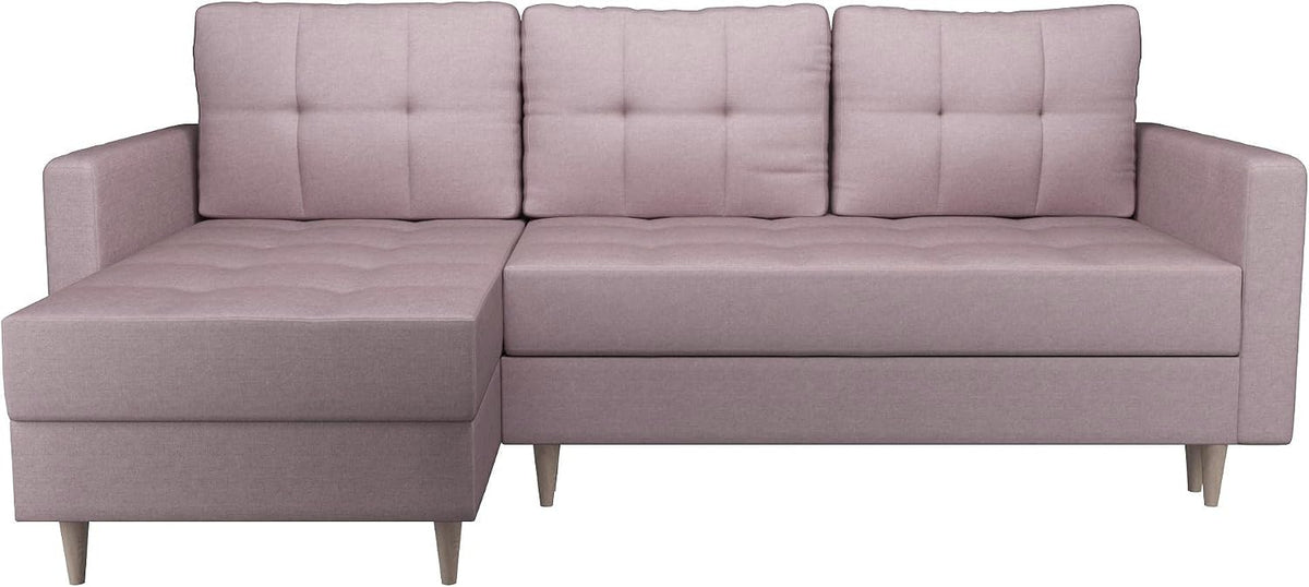 NEXT COLLECTION, Sofa narożna, 200 x 130 cm, Różowy/Czerwony, funkcja spania, składana konstrukcja